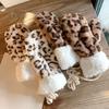 Leopard Print Winter Gloves Halter Design Autumn Gloves Cute Christmas Mittens  Cold Weather