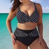Evropské a americké sexy plavky bikiny s puntíky ve větších velikostech, 5XL, nařasené