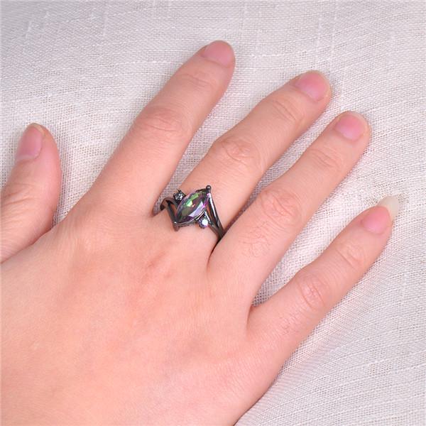 Vintage Bohemian Mystery Topas Regenbogen Ring Hochzeit Party Ringe für Frauen