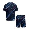 Conjunto de Pijama de Manga Corta para Hombre Ligero Transpirable Ropa de Dormir Top y Pantalones Cortos Cómodo Atuendo de Verano para Estar en Casa