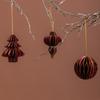 Gold Edged Paper Ornament Collapsible Origami Hanging Decoration Burgundy Christmas Ball Intricate Honeycomb Ball Ornament