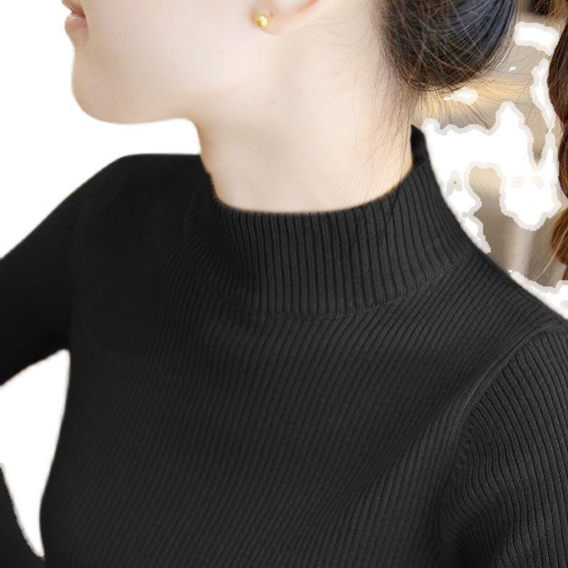 Medium-necked Blouse, Semi-turtleneck Sweater, Slim-fitting Top In Spring, New Tight-fitting.