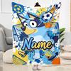 Bluey's Soccer Fun Customize Text Blanket Multi-purpose Personalized Blanket Ultra-Soft Suitable for Bedding Seaside Office Chair Chair