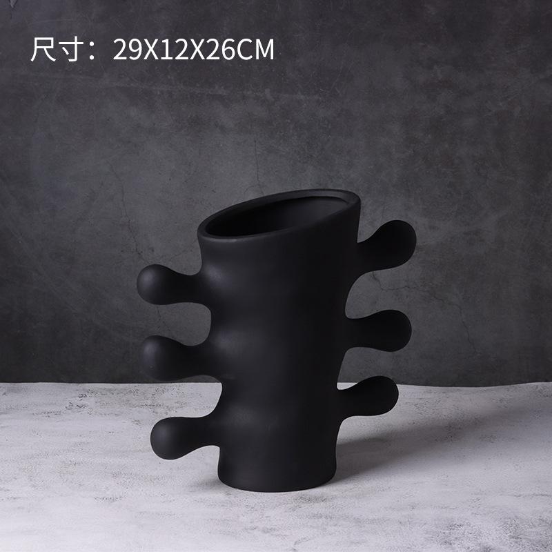 

Керамическая ваза абстрактное искусство цветочная композиция белая ваза ручка коралловая форма черно-белый цветочный горшок украшение для дома