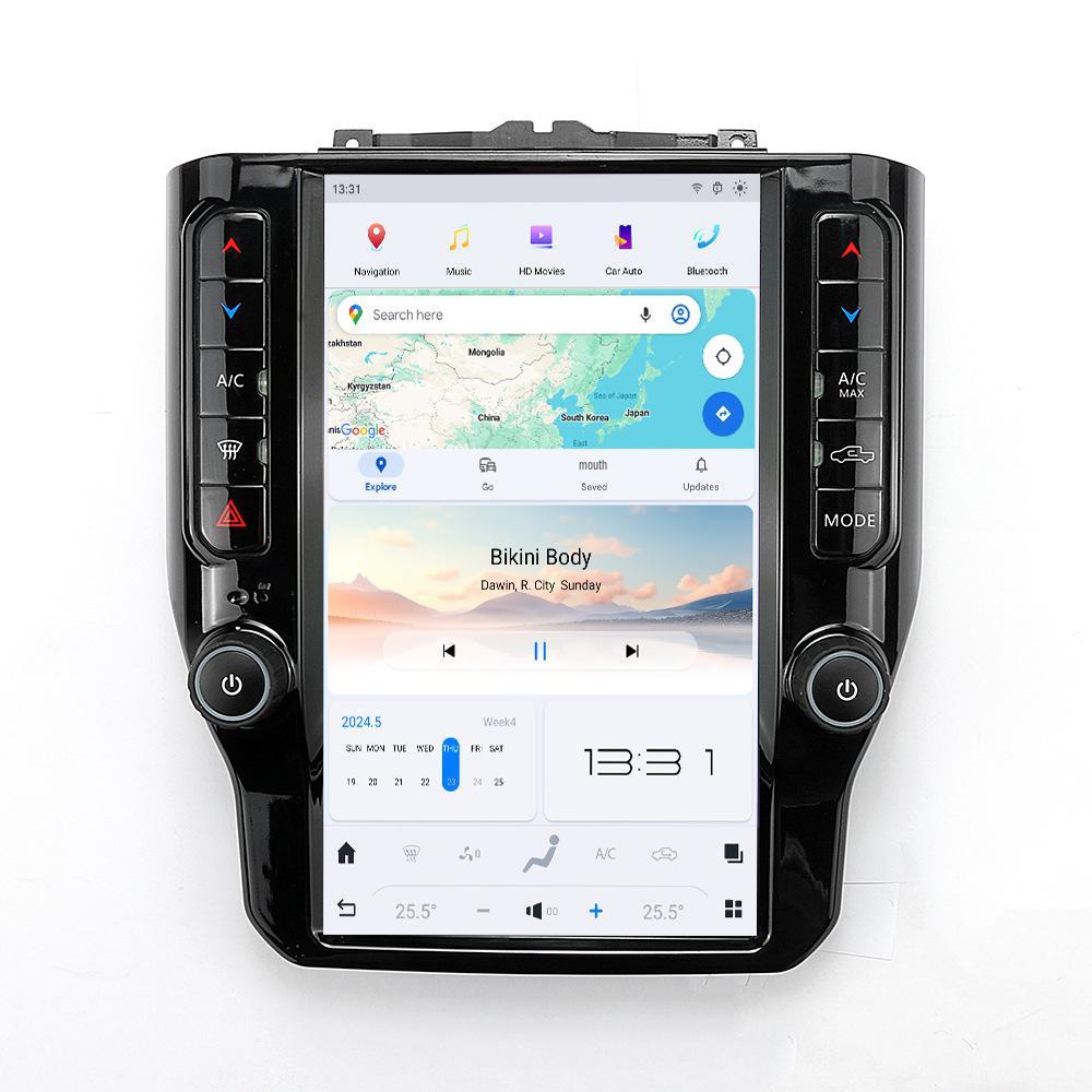 

Compatible with Dodge Ram 2020-2023: 11.8 Central Control Navigation Screen with CarPlay Support 4+64G Qualcomm