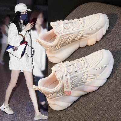 Inner Heightened Daddy Shoes Women's New Spring and Autumn Breathable Thick Bottom Mesh Summer Tide Super Hot White Women's Shoes