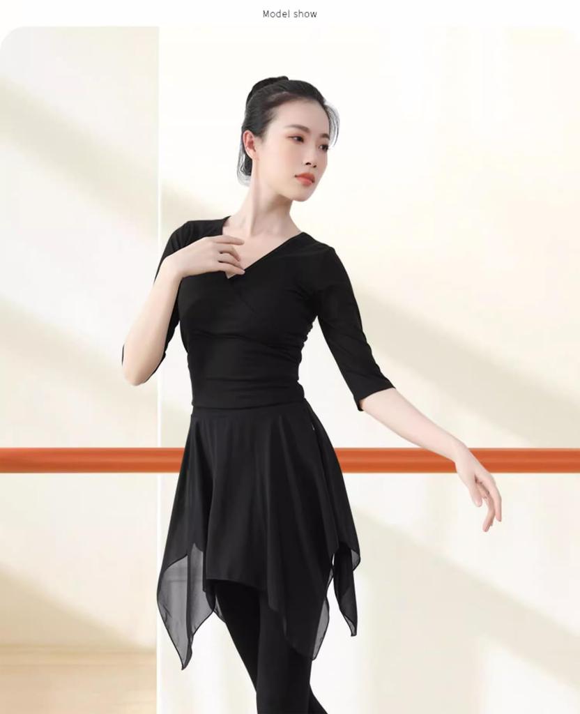 Yuoku Leggings with Stretch Dance Costume for and More Asymmetrical Women's Skirt, 9-Length Ballet, Yoga, (Size M, Skirt, 9-Length Black)