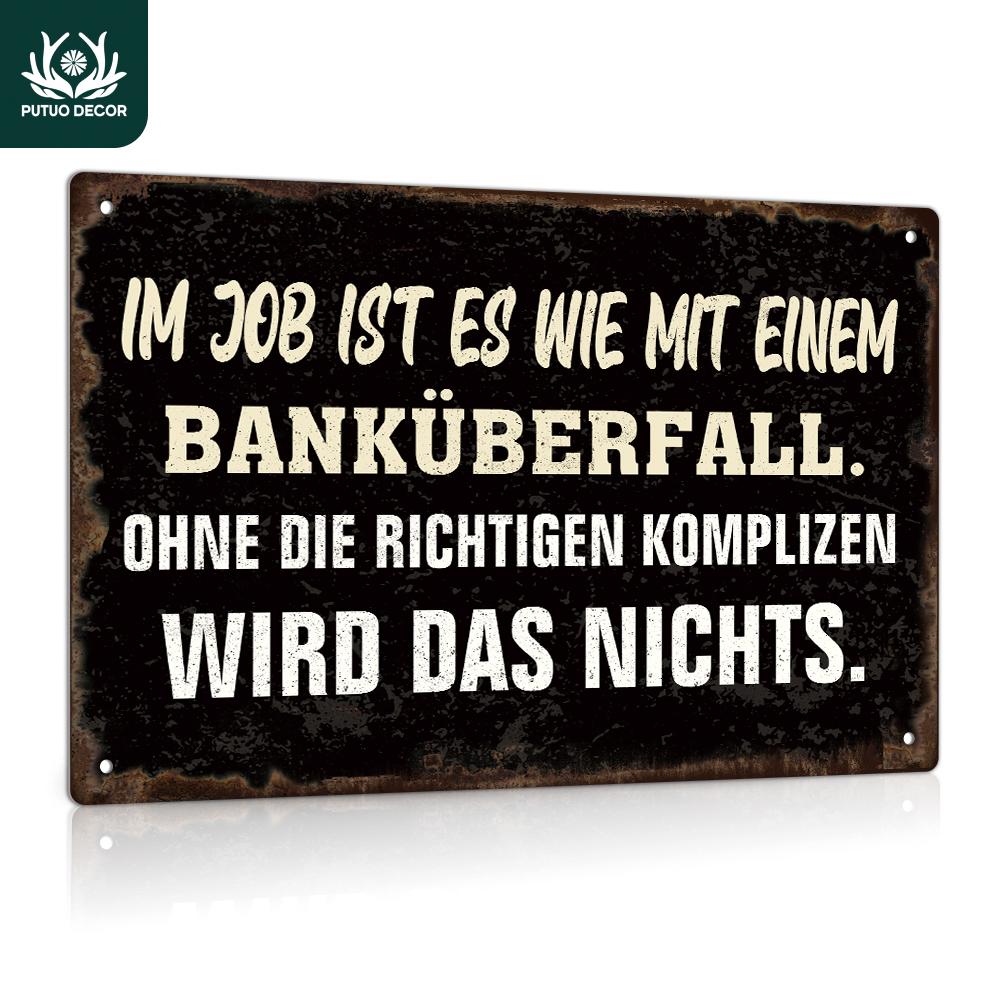 Putuo Decor 1pc German Vintage Metal Tin SignWall Art Decor for Home Farmhouse Office Studio7.9x11.8Inches Gifts for Friends