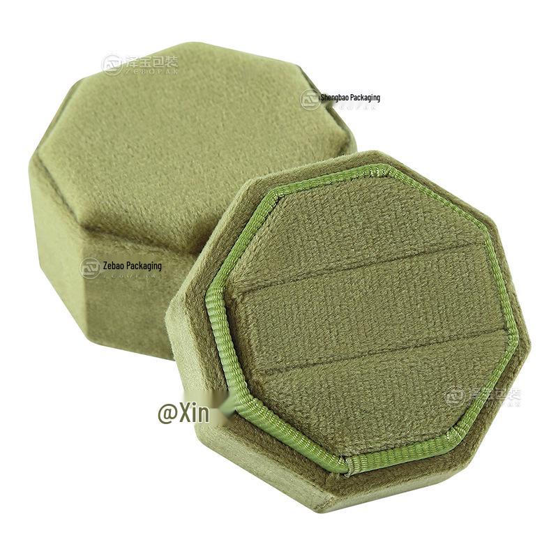 Octagonal Velvet Jewelry Box for Wedding or Proposal Rings