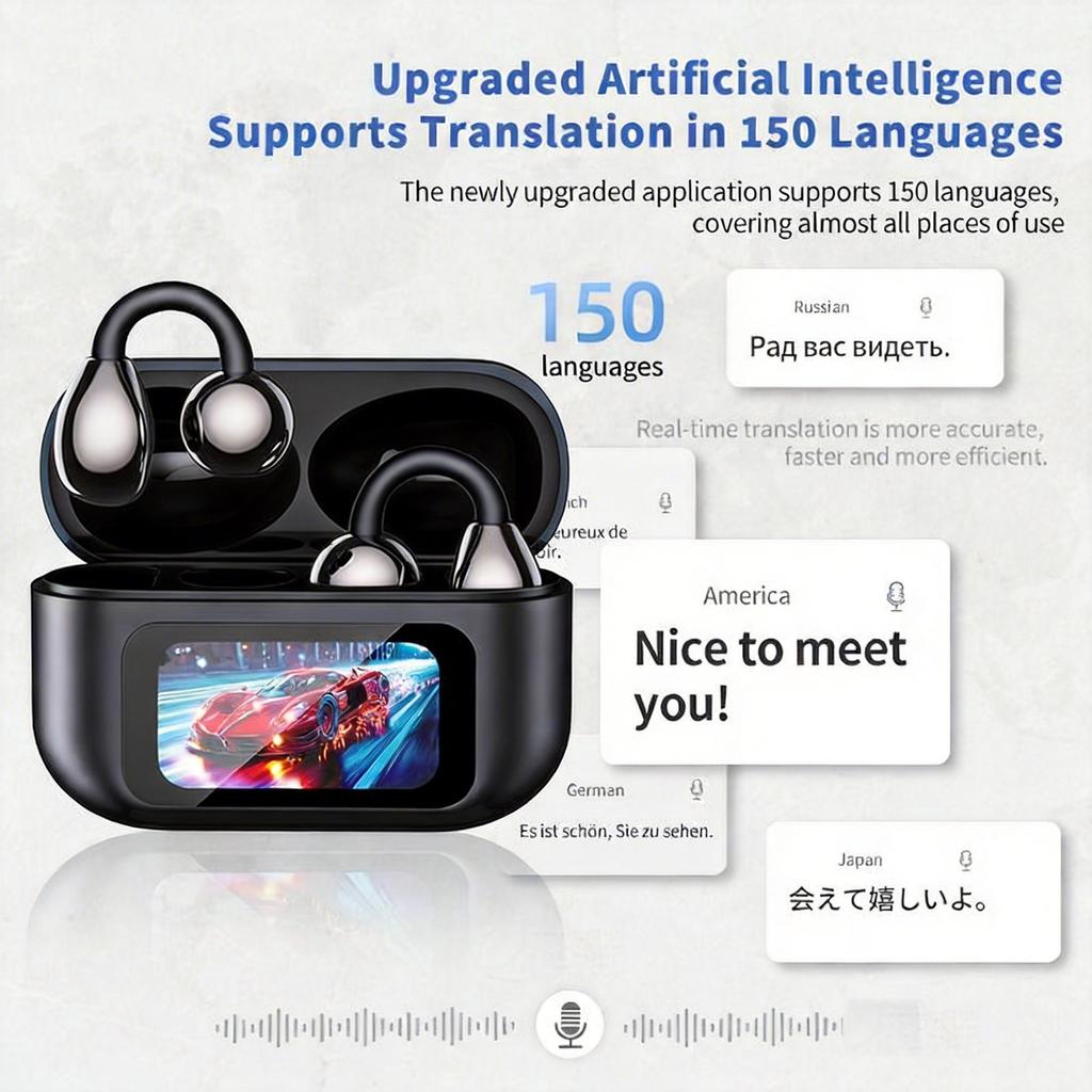 BT 5.4 AI Language Translation Earphone Wireless Earbuds with 150 Languages Real Time Translator Ear Buds for Business New