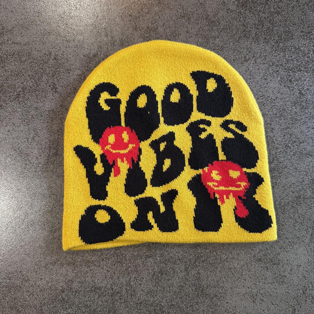 Halloween Pattern Letter Beanie Knitted Cap For Unisex Winter Fashion Hat Gift