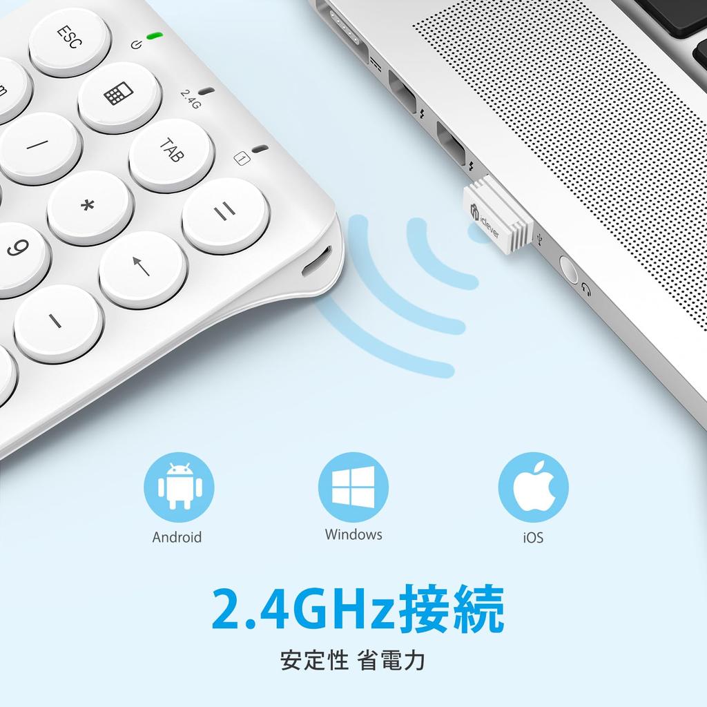 iClever Numeric Keypad Wireless Numeric Keyboard Pantograph Charging Ultra Thin Tab Key Included Easy To Carry Wireless Number Pad One Hand Device