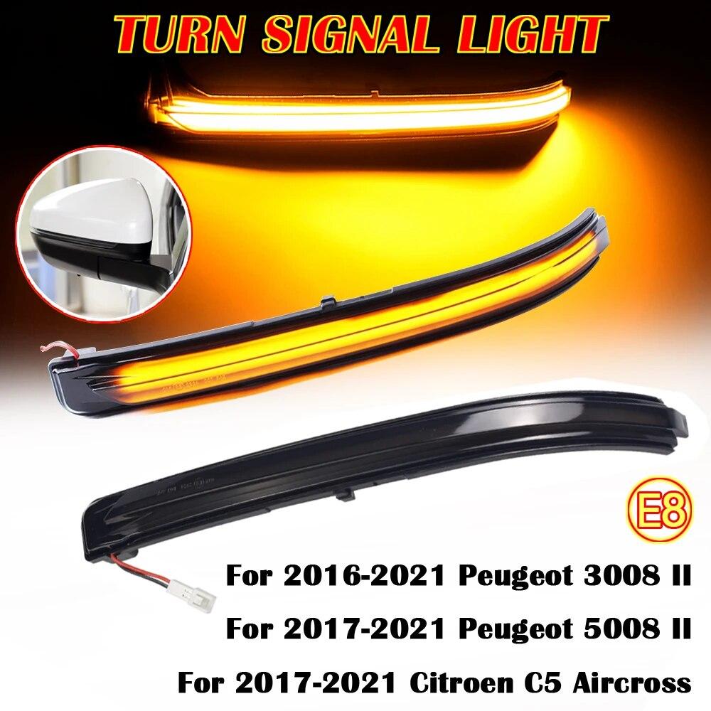 2pcs Turn Signal Light For Peugeot 3008 5008 2017 2018    Dynamic LED Flashing Side Rearview Mirror Indicator Lights
