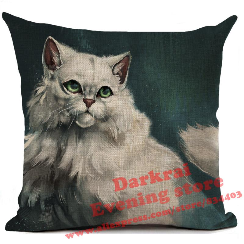 Cat Cushion Cover Kitten Printed Linen Throw Pillows Living Room Sofa Decor Throw Pillows Home Decoration Pillowcase Xcm