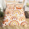 Rainbow Duvet Cover Set, Colorful Abstract Geometric Pattern with Shapes Rainbow, Decorative Bedding Set
