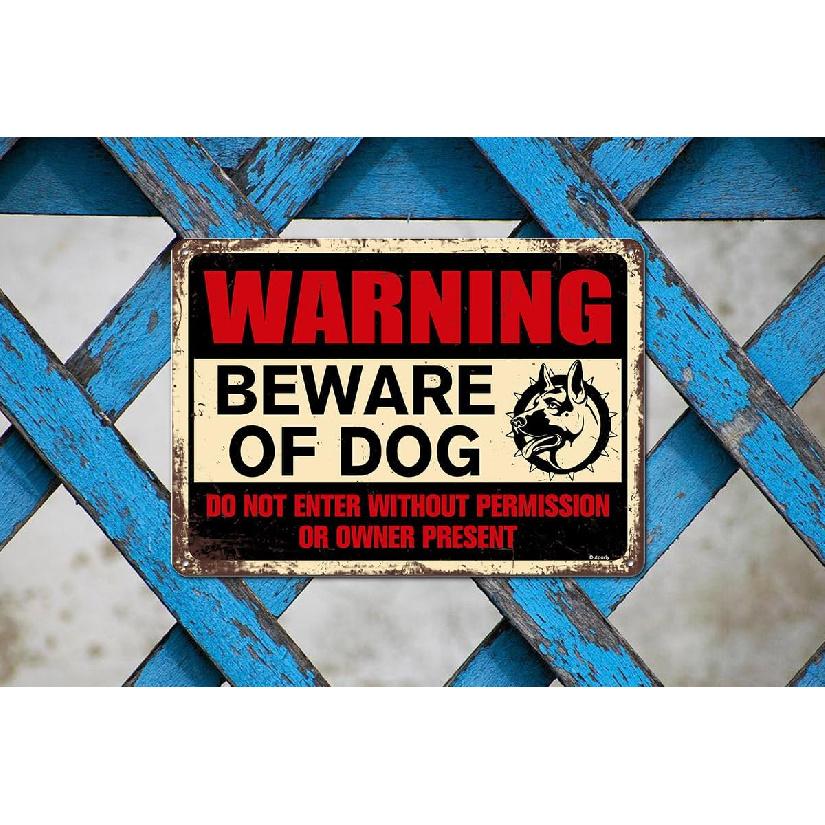 8" x 12" Aluminium Retro Metal Beware of Dog Sign Do Not Enter Without Permission Warning Signs for Fence Yard Farm