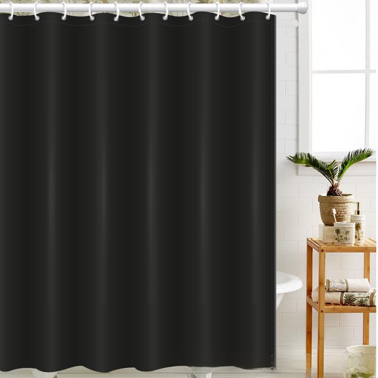 Waterproof PEVA Shower Curtain with Hooks, Solid Color, Thickened & Punch-Free for Bathroom