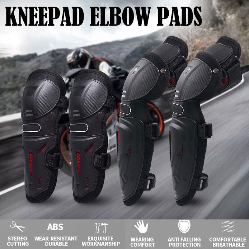 BSDDP Motorcycle Knee Elbow Protector Set 4pcs High Elastic Strap ABS Shell for Cycling Outdoor Sports