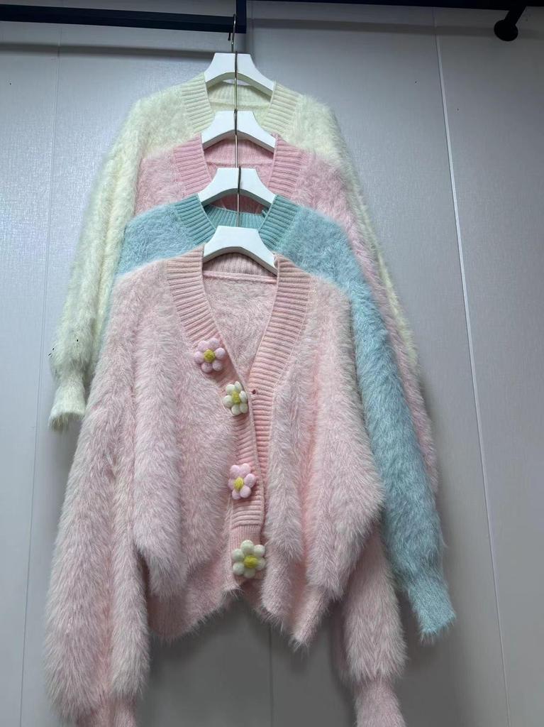 Autumn and winter mink velvet small fragrant jacket temperament explosion thin top fashion foreign style knitted women's outer cardigan