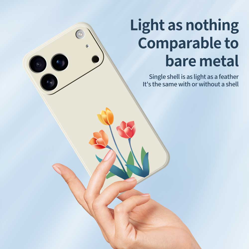 For iPhone 17 Pro Max Case Three Flowers Pattern Printing Straight Edge TPU Phone Back Cover