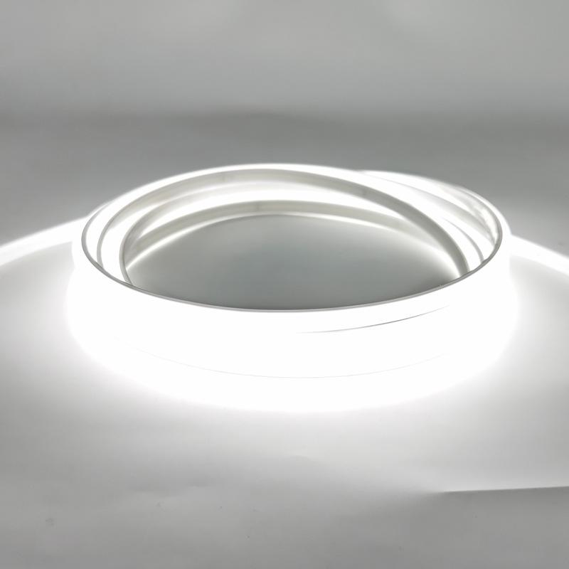 220V LED FCOB Strip - 240 LEDs, High Brightness, Even Illumination, 10cm Cuttable, Self-Adhesive.