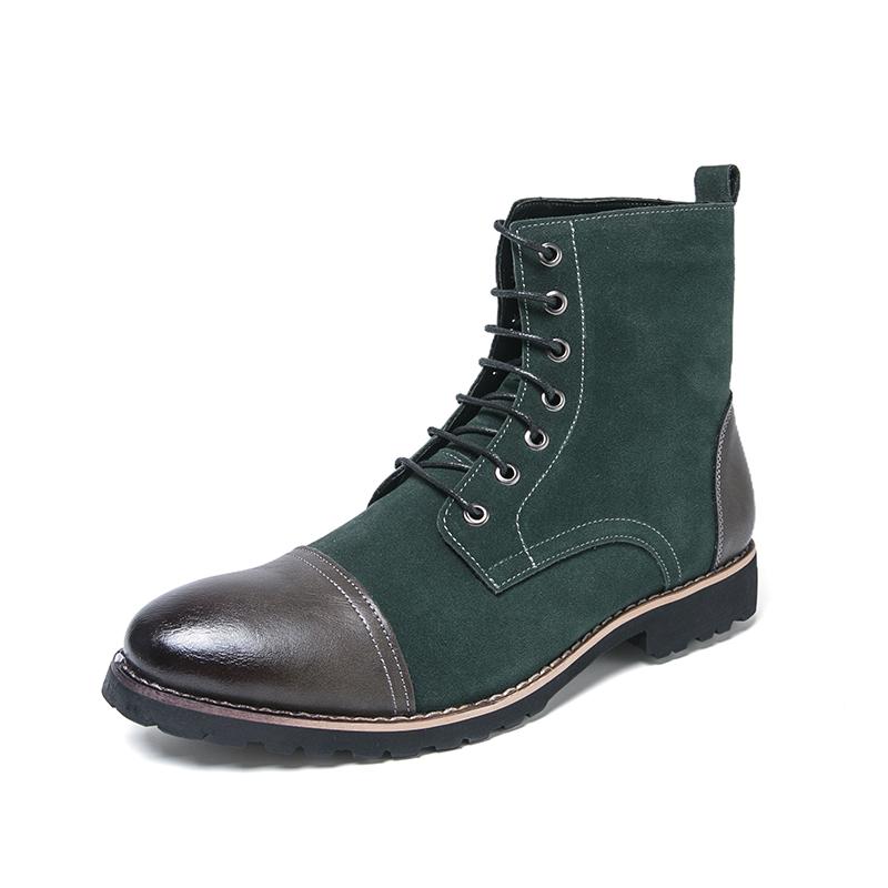 

British retro short boots men s shoes Chelsea boots suede and pile patchwork high-top thick-soled pointed-toe leather shoes 38