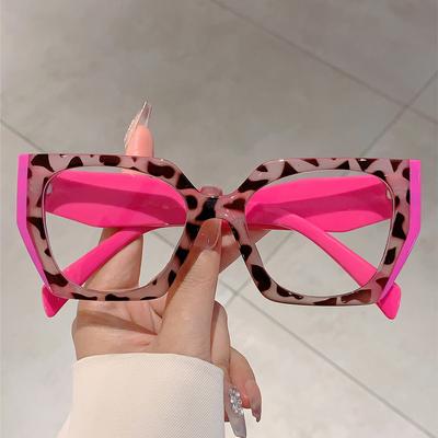 The Same Personalized Fluorescent Color Polygonal Anti-Blue Light Glasses Trend Color Contrasting Splicing Flat Mirror
