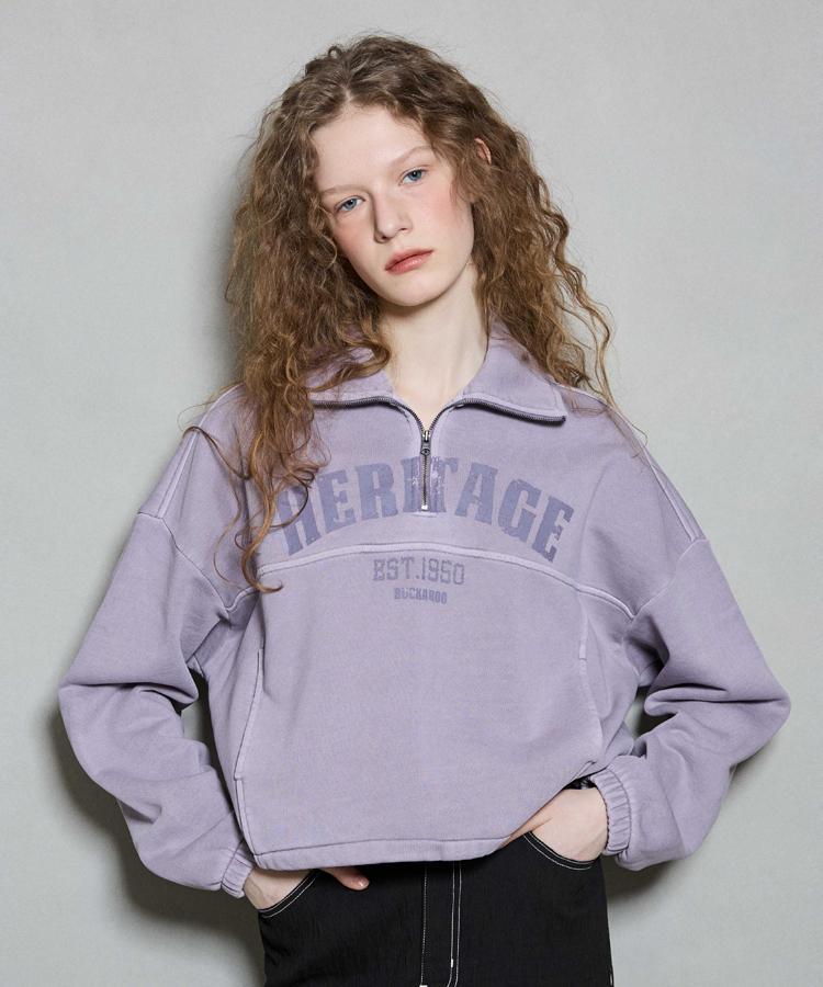Burkeru Women S Dyed Crop Half Zip Light Purple Light Purple_F