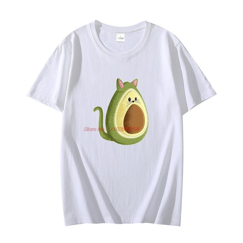 Avocado Cat Funny Unisexs T Shirt Graphic T Shirts Cotton Tshirt Short Sleeve Tshirts Summer Oversized Tshirt Unisexs Clothing