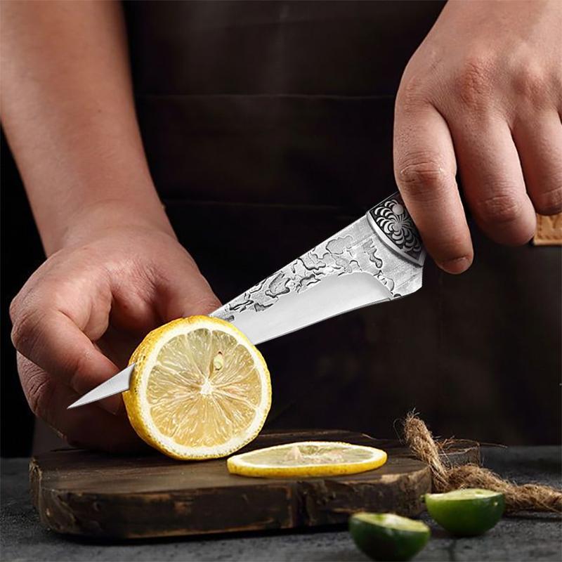 Forged Cleaver Kitchen Chef Knife High Carbon Clad Steel Meat Fish Fruit Vegetables Professional Butcher Boning Knife with Cover