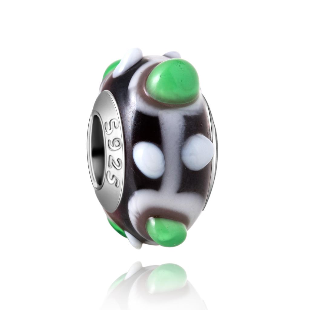 Murano Glass Collection Copper MultiColor Blue Bump Charm Fits Bracelets Women Exquisite Jewellery Accessories Gifts