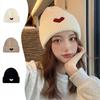 Fashionable Acrylic Beanie Hat With Embroidered Heart Design And Insulation For Cold Seasons