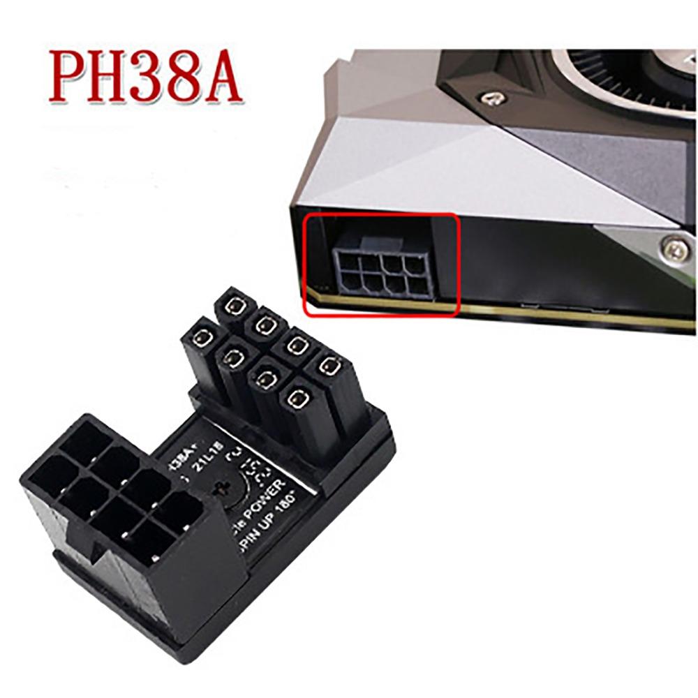 Graphics Card Power Supply Adapter Elbow 180°, GPU PSU Steering Connector PCI-E 6Pin 8Pin Rotating Wiring Artifact Solution