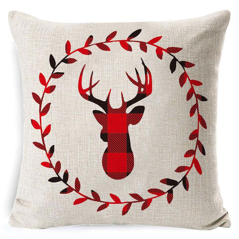 Home Furnishings Christmas Pillow Cover Nordic Plaid Linen Cushion Cover Sofa Cushion Cover