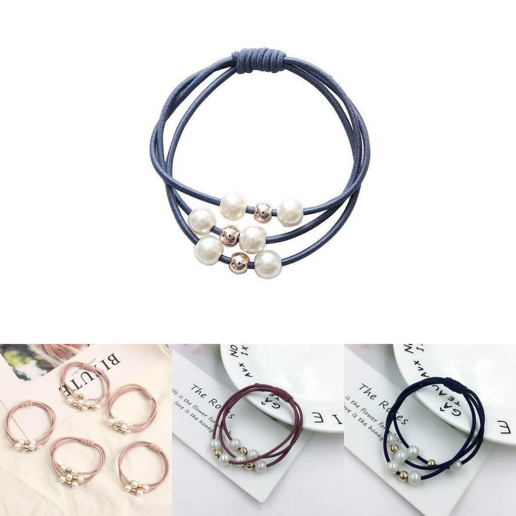 Korean Version Of The Three-strength Rubber Band High-elastic Pearl Head Rope For Women And Girls