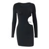 Mode Neue Slim Fit Schwarz Sexy Abendkleid Frauen Hohe Taille Hohl Metall Kette Spleißen Party Kleider für Frauen Sommer Casual Kurze kleid 25843