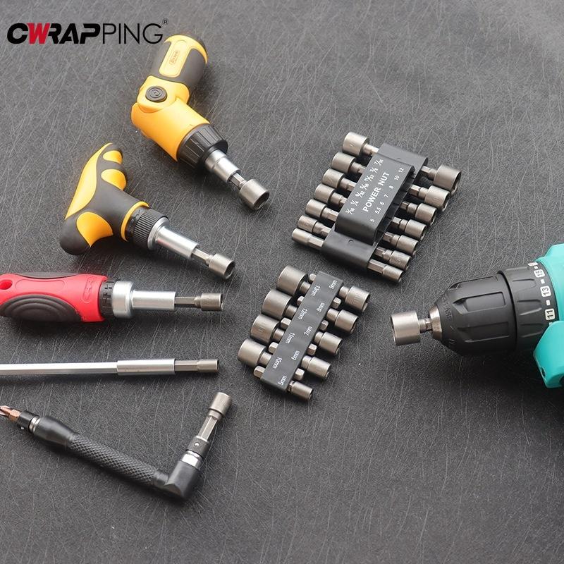 9/14pcs Powerful Socket Inner Hexagonal Wrench Hexagonal Handle Screwdriver Socket Extension Rod Pneumatic Screwdriver Tool Set