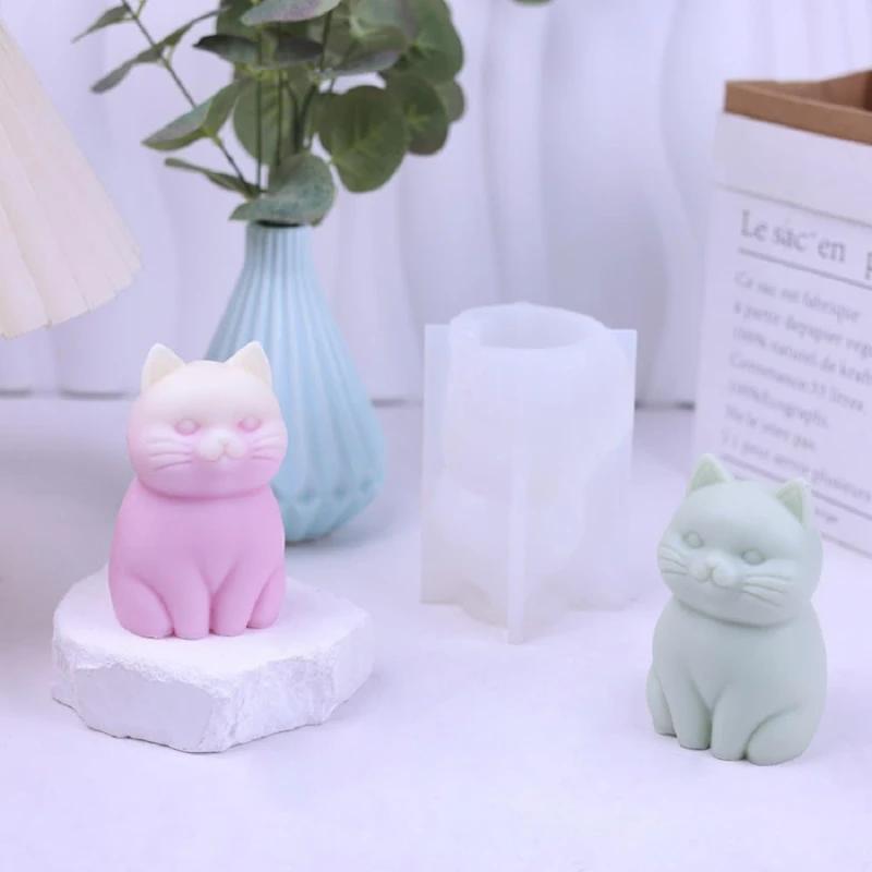 3D dicke Katze Tier Silikon Kerzenform DIY Süße Kätzchen Gipsform Aromatherapie Seifenherstellung Werkzeug Handgemachte Geschenke Heimdekoration