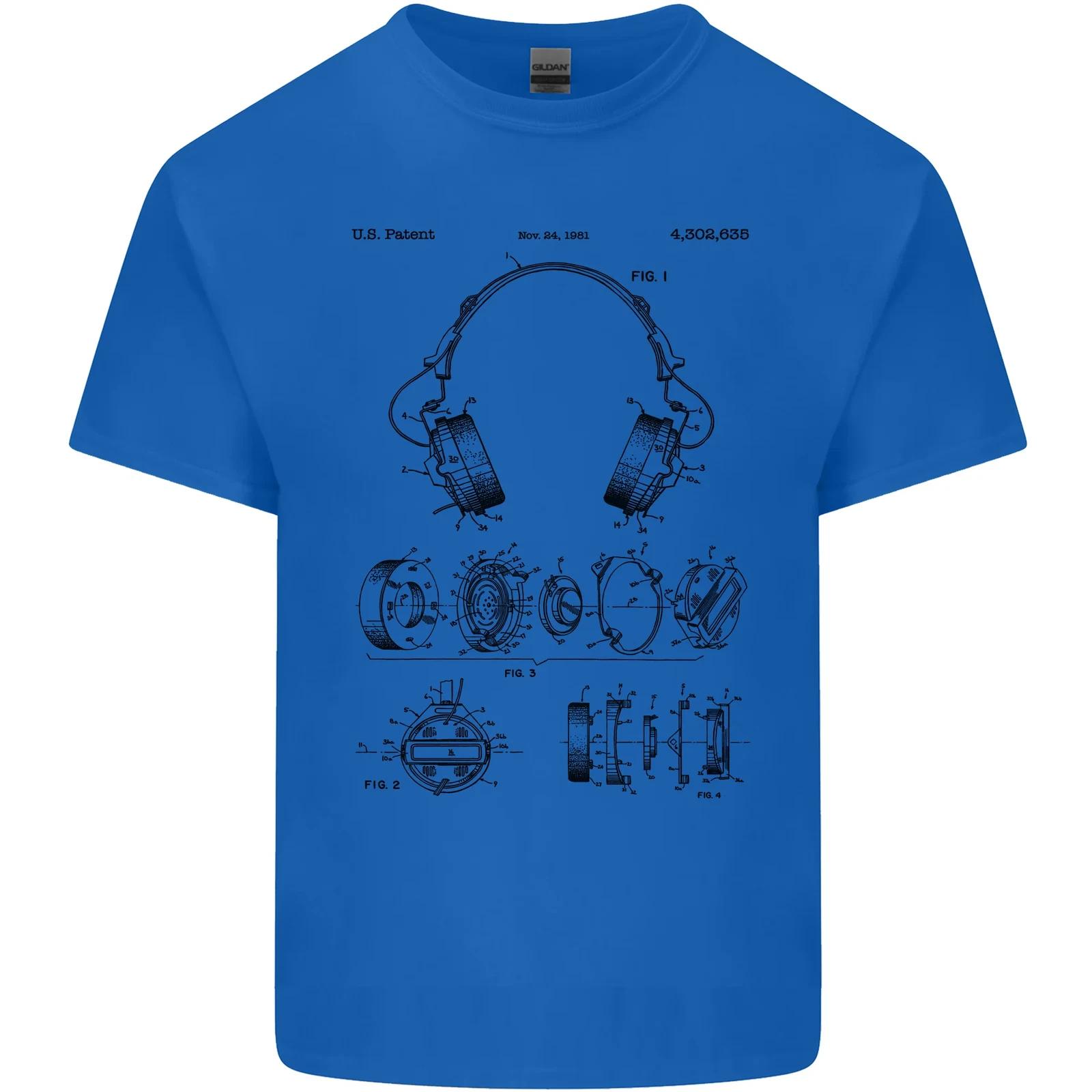 Headphones Patent Blueprint Dance Music DJ Kids T-Shirt Childrens 4XL