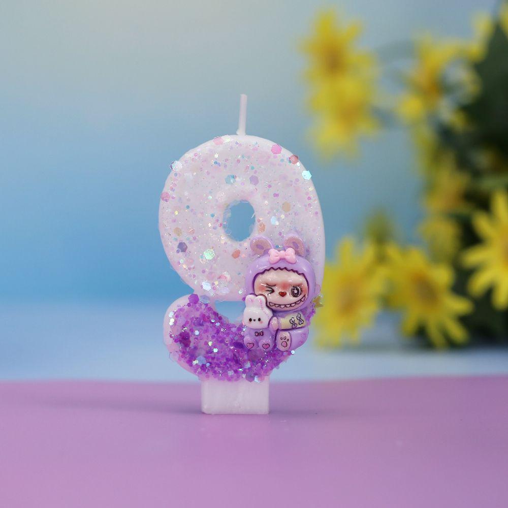 

Фиолетовые креативные цифровые свечи, ручная работа, украшение для торта на день рождения, свечи для детской вечеринки по случаю дня рождения number 9