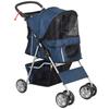 Folding Dog Stroller with Basket and Cup Holder, Max. Weight 10 kg, 75x45x97cm, Dark Blue
