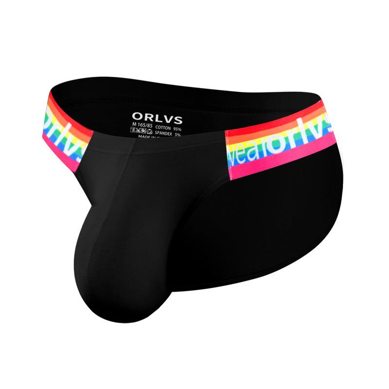 Men Erotic Clothing Sexy Men's High Slit Triangle Pants Rainbow Cotton Sports Fitness Low Waist and Hip Lifting Personalized Trendy Men's Underwear