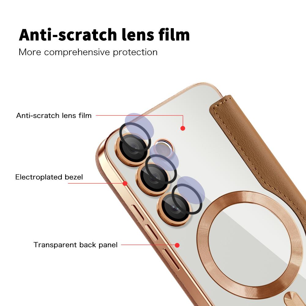 Manyetik Cüzdan Deri Telefon Kılıfı Samsung S22 S23 S24 S25 plus Ultra A55 A35 A16 A05 Kablosuz Şarjlı Kapaklı Kapak Magsafe Kart Tutucu