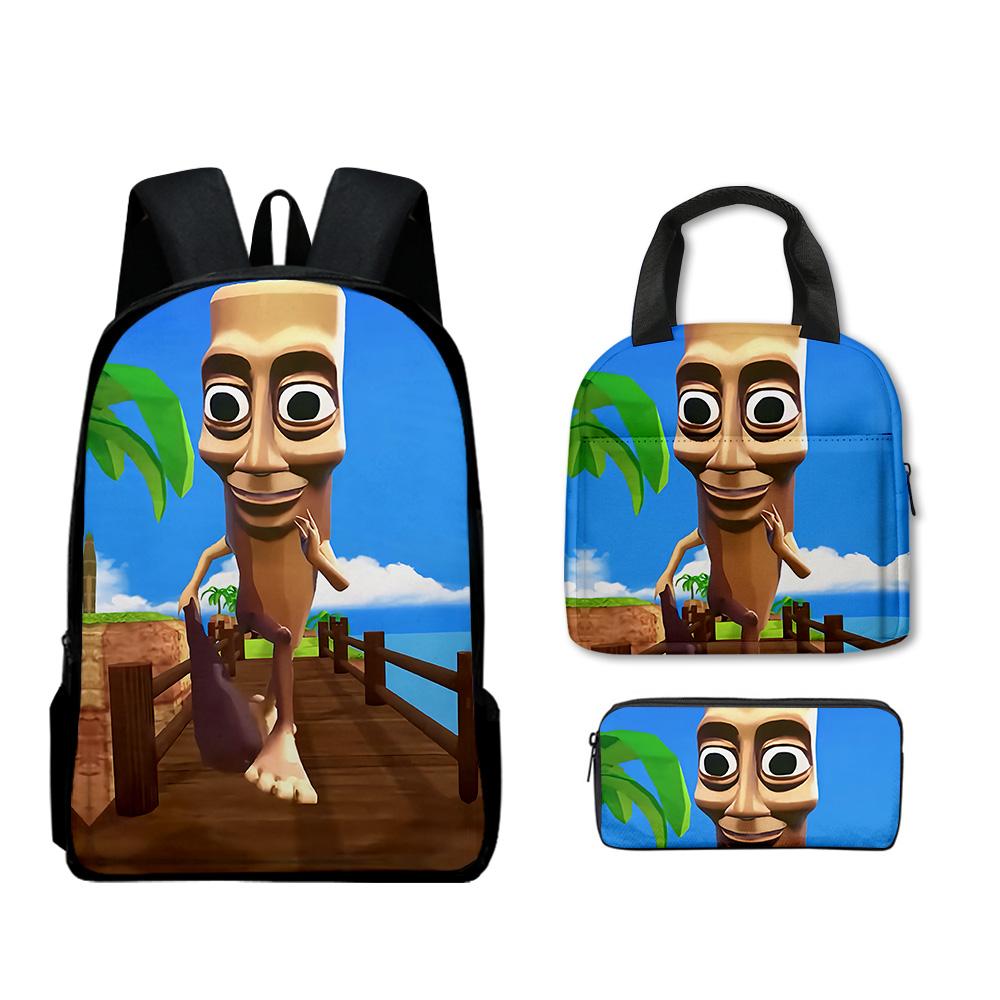 Hip Hop Populair Nieuwigheid Grappig tungtungtung 3D Geprint 3 stuks/Set leerling Schooltassen Laptop Dagrugzak Rugzak Lunchtas Etui