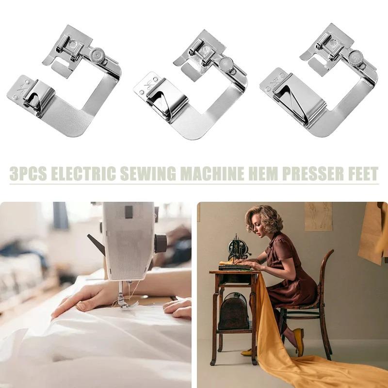 1/3 ks sada přítlačných patek pro šicí stroje s válcovaným lemem, sada multifunkčních elektrických šicích strojů pro domácnost