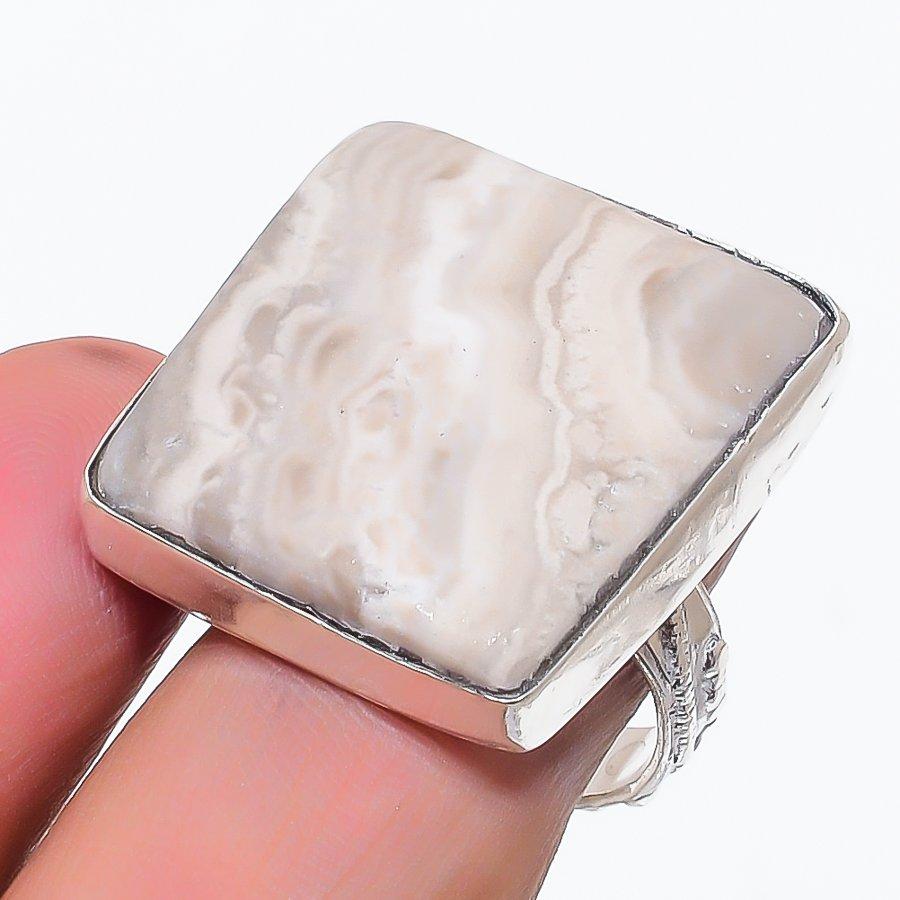 

Natural Plume Root Jasper Gemstone 925 Sterling Silver Jewelry Ring Size 8 M5r70