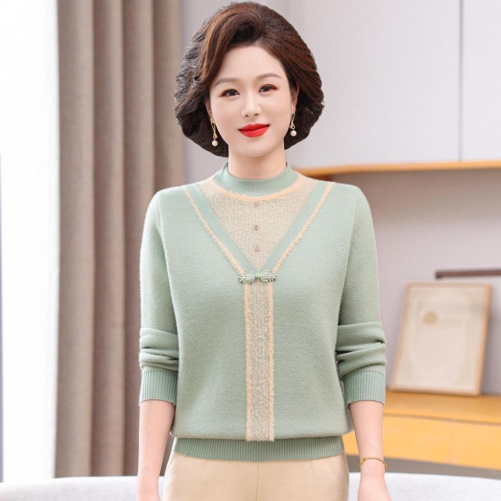 New Fashion Winter Knitwear for Moms - Stylish Plus Velvet Sweater for Middle-Aged and Elderly Women