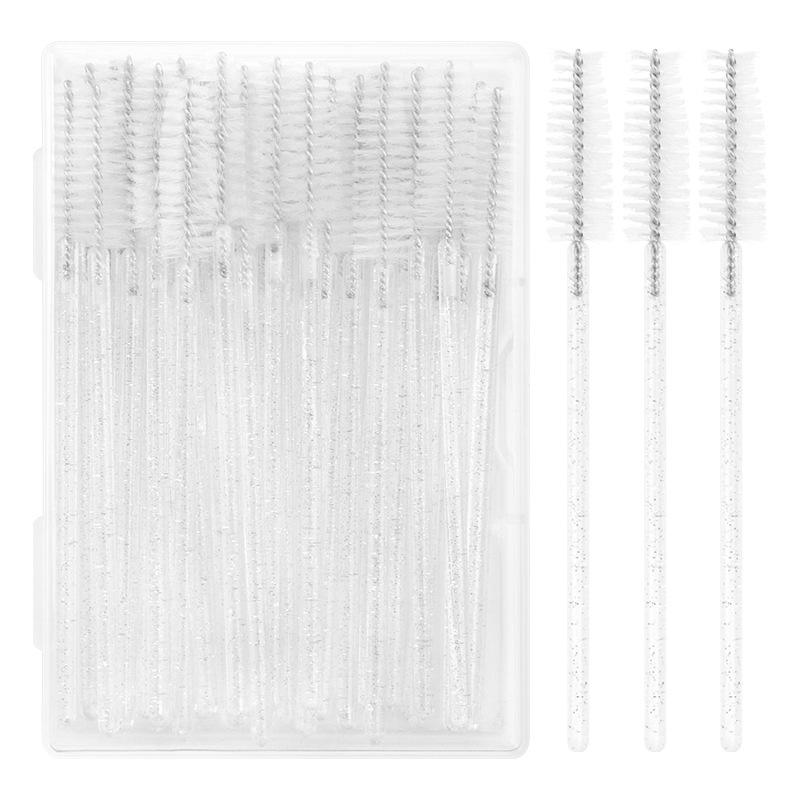 50-Pack Disposable Eyelash & Eyebrow Brushes with Crystal Rods