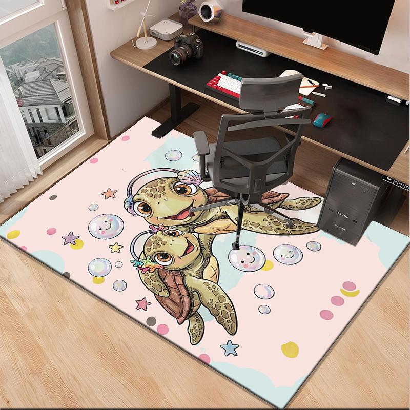 Underwater Two Sea Turtles Office Rug Chair Mat, Entryway Carpet, Suitable for Front Door, Bedroom, Living Room, Desk, Holiday Gift