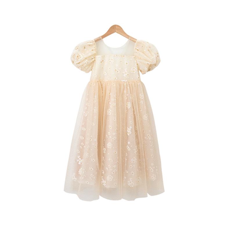 Girl's Dress Summer Bubble Sleeve Mesh Dress 2023 Children's Princess Dress